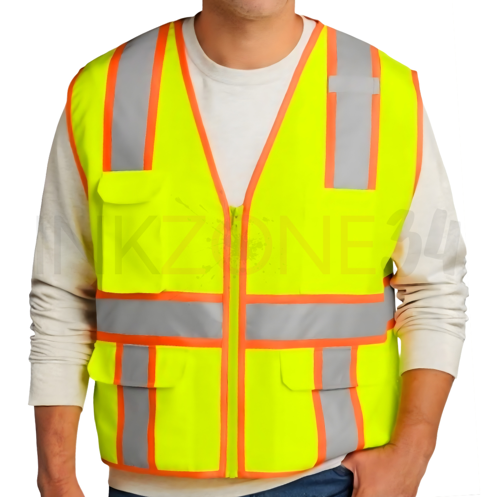 Two-Tone Zip-Up Surveyor Vest, Cornerstone CSV15 ANSI 107 Class 2